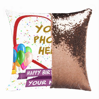 Happy Birthday Baby Cute Custom Sequin Cushion Cover Photo Gift Number 1